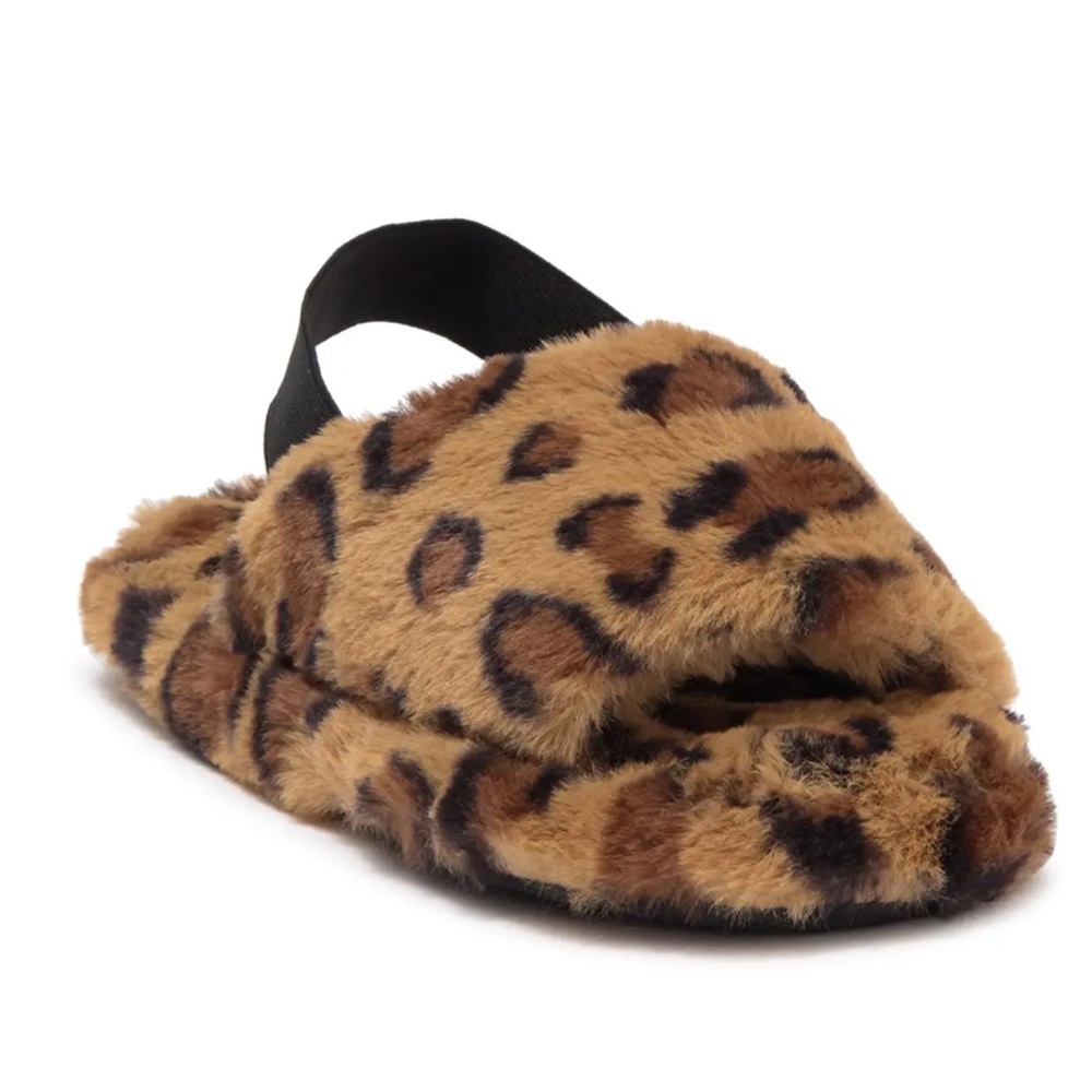Kensie leopard cheetah faux fur slipper slides - Picture 2 of 6